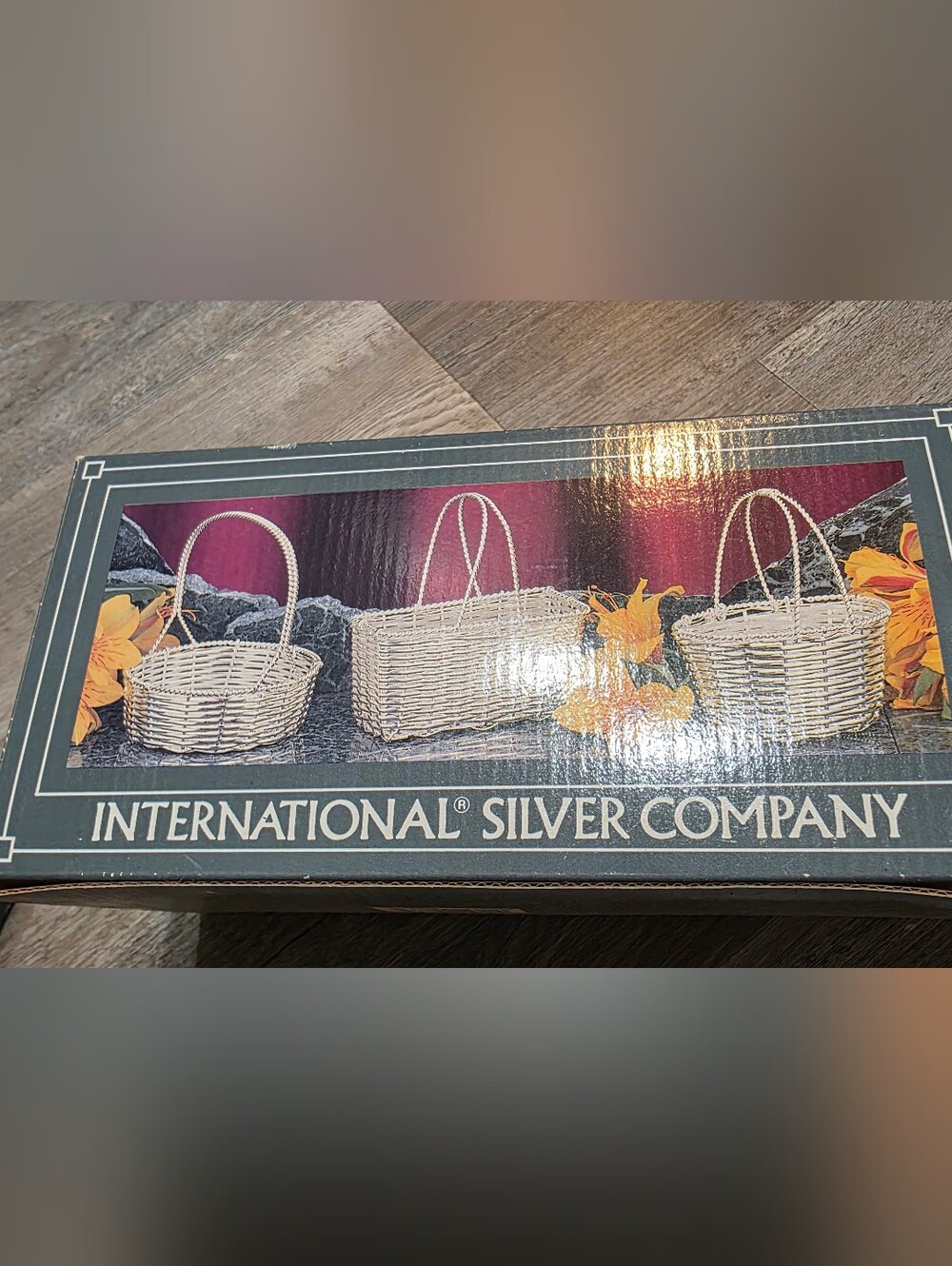 Vintage Set Of 3 Silver Plated Wicker Wire Basket